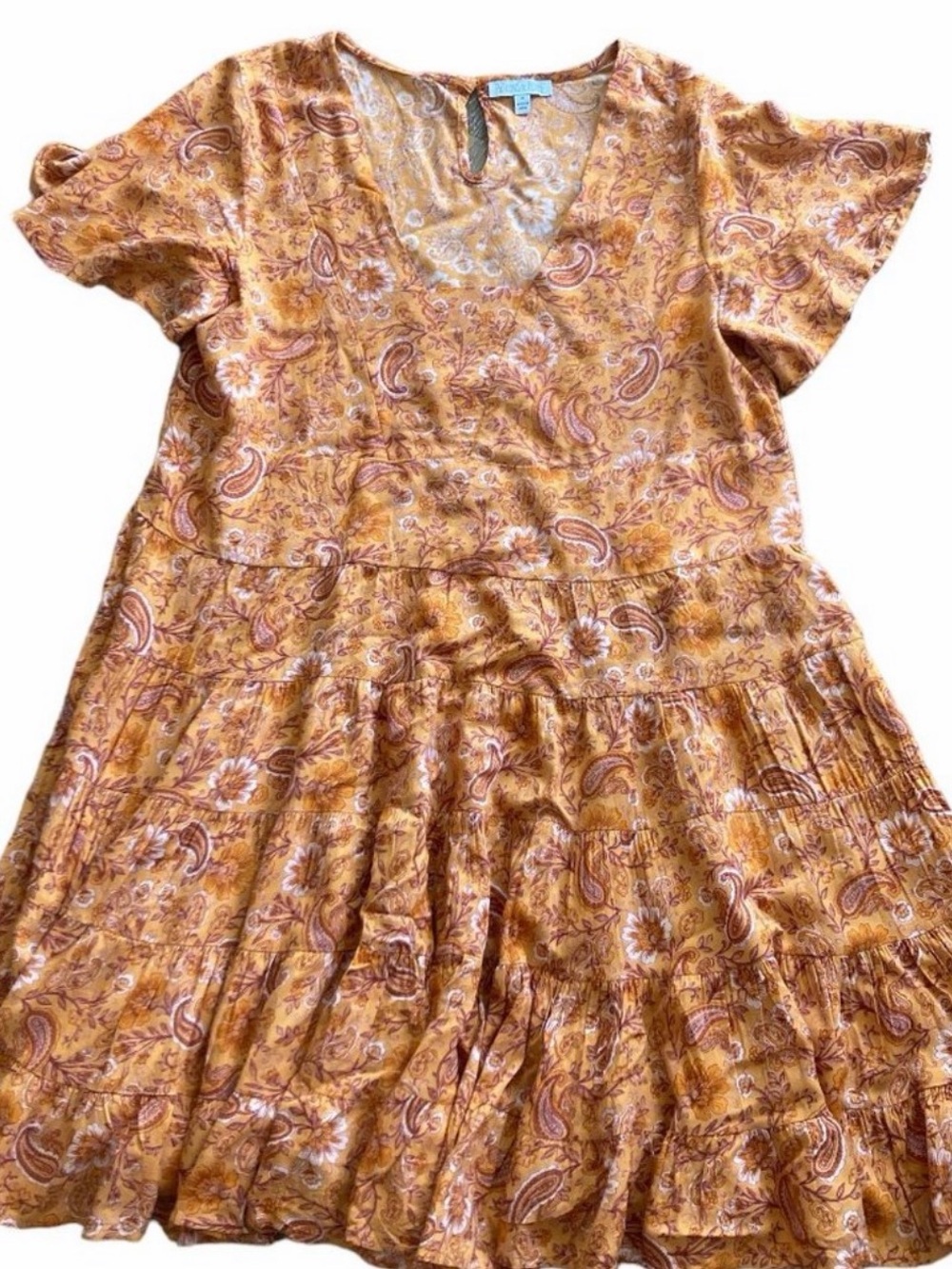 Patrons of Peace Mustard and Rust Paisley Print Dress